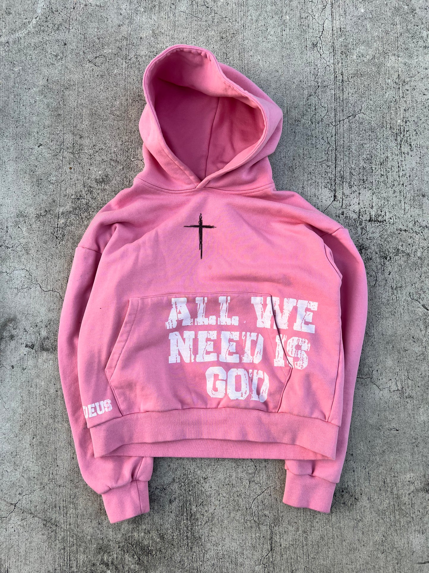 'ALL WE NEED IS GOD' PINK HOODIE