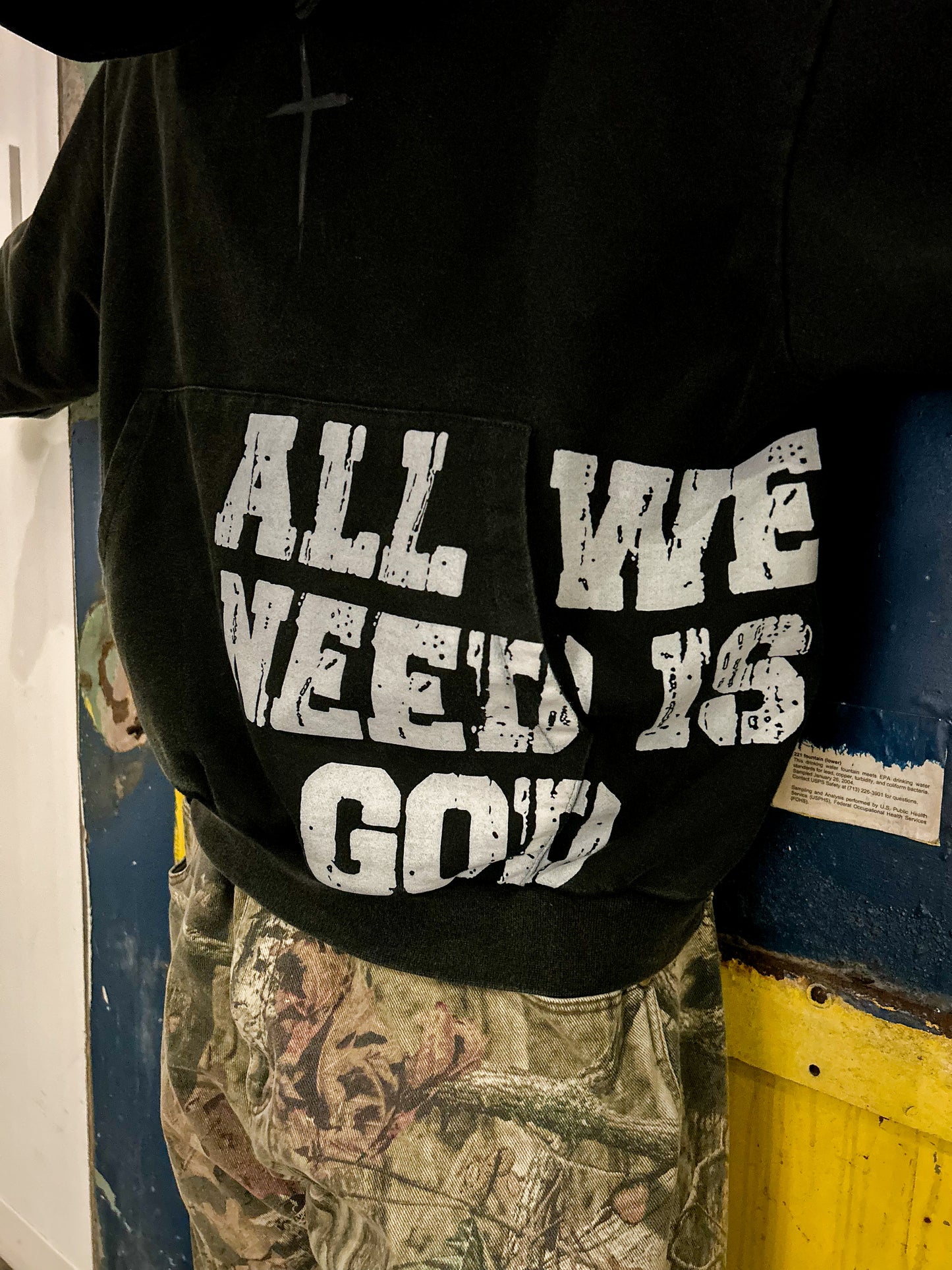 'ALL WE NEED IS GOD' BLACK  HOODIE