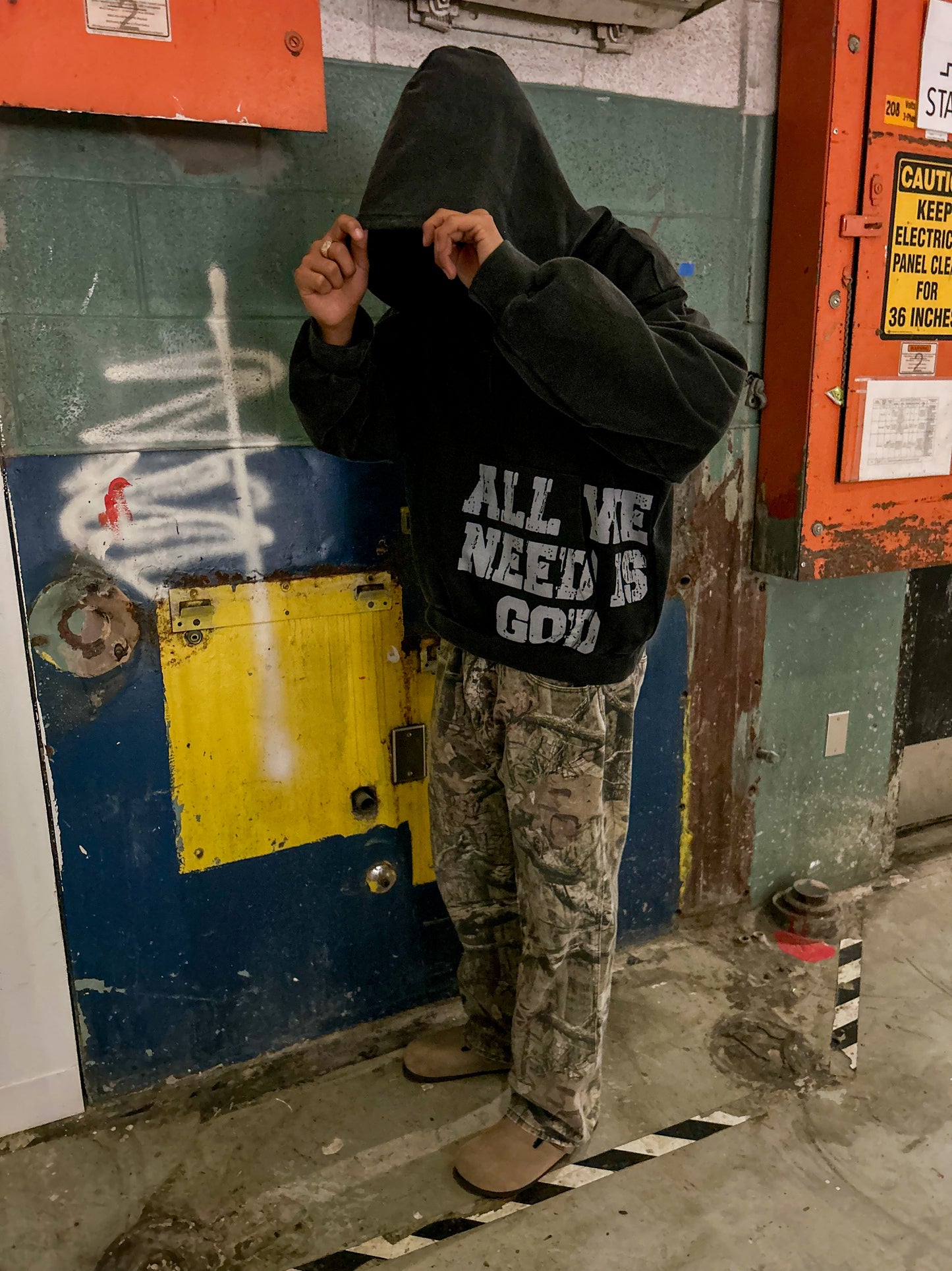 'ALL WE NEED IS GOD' BLACK  HOODIE