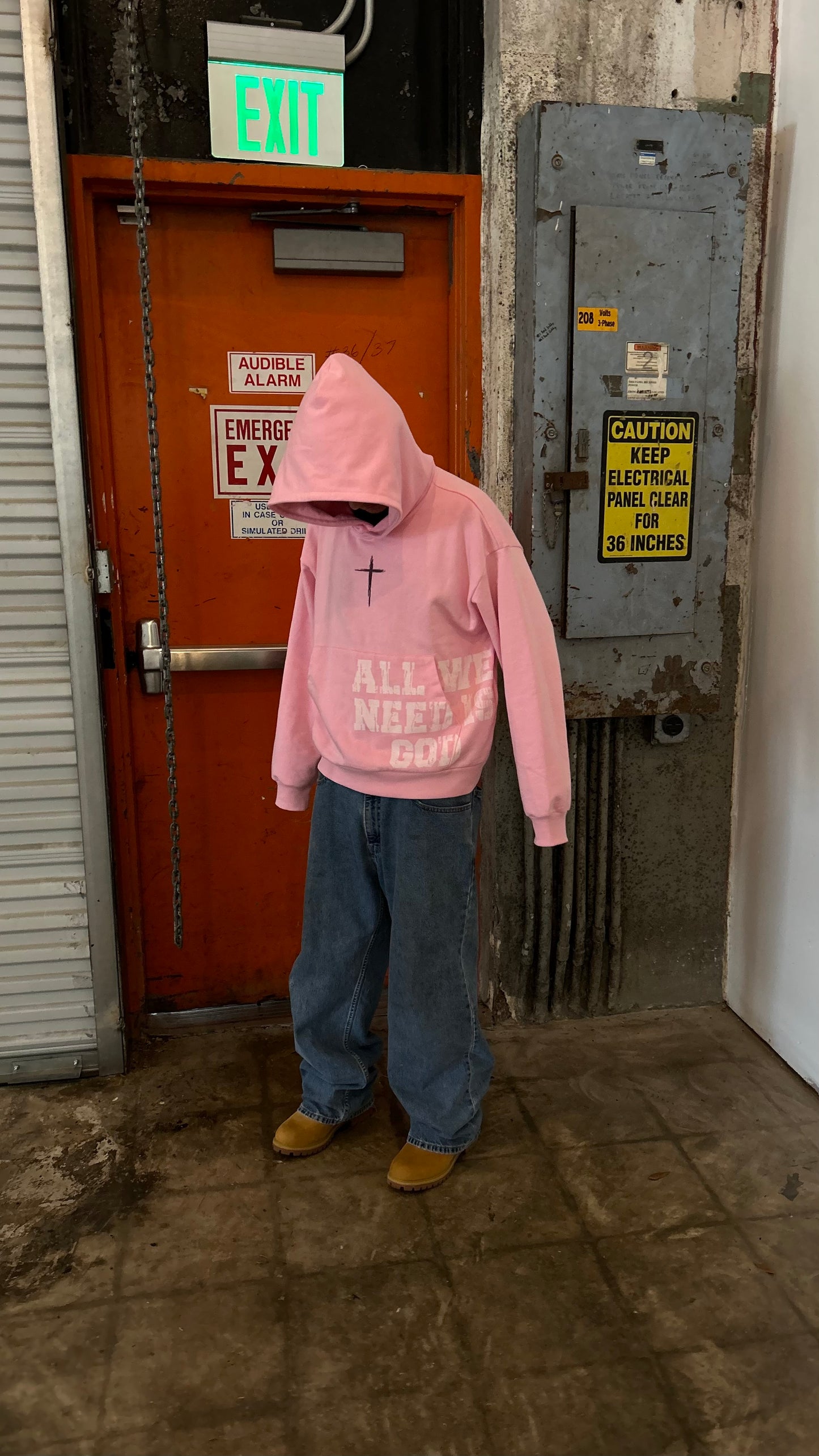 'ALL WE NEED IS GOD' PINK HOODIE
