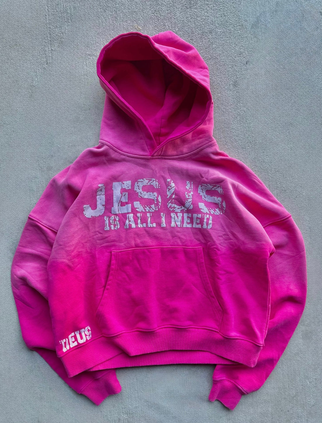 "JESUS IS ALL I NEED" PINK HOODIE