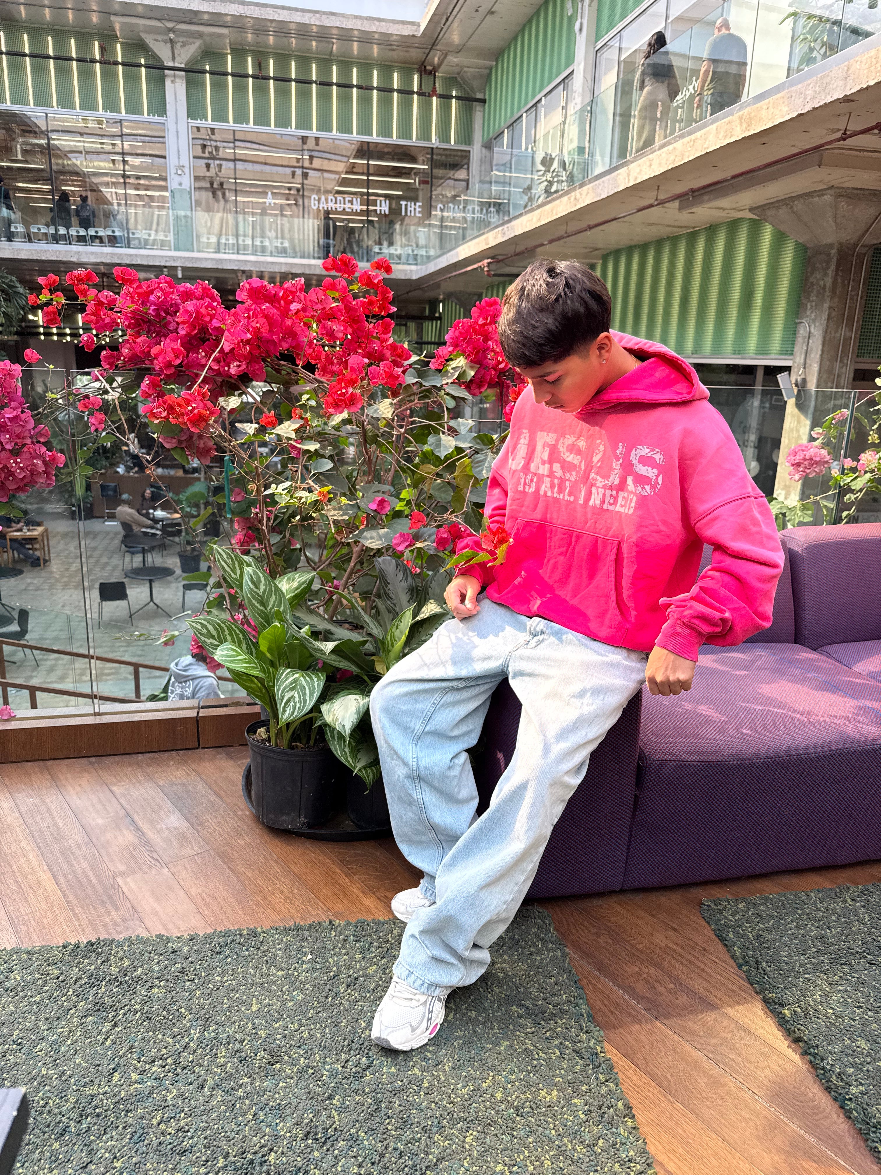 "JESUS IS ALL I NEED" PINK HOODIE